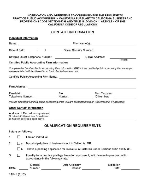 Image of page 1 of the Notification Form