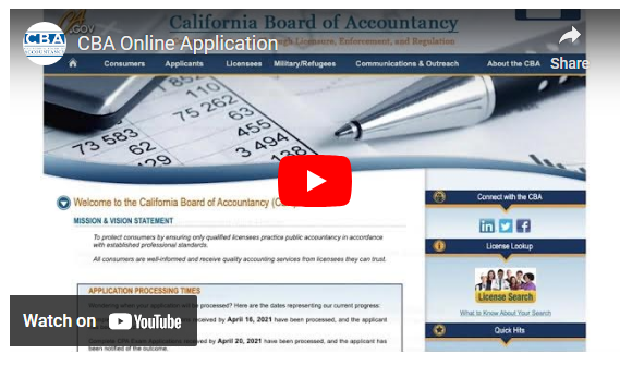 Online Application for CPA Licensure Instructions